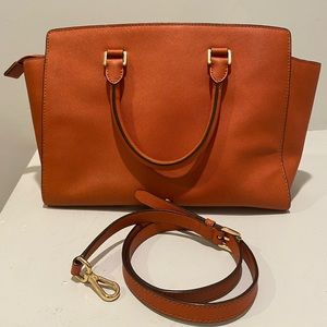 MICHAEL KORS Orange Saffiano Leather Medium Tote
